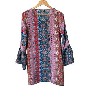 Tolani Silk dress with flounce sleeves XS